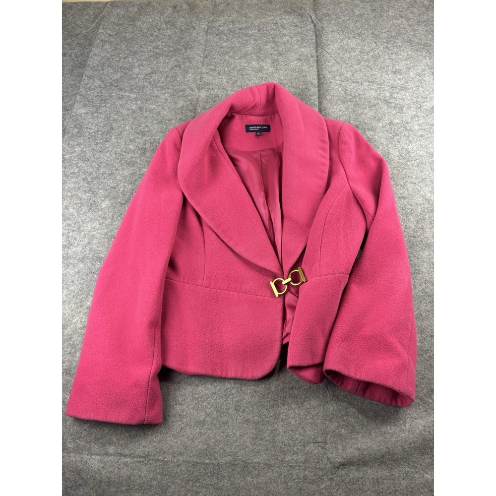 Jones New York Women's‎ 12 Pink Gold Loop Front Blazer Jacket Y2K Barbie Preppy